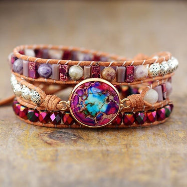 Boho Purple Imperial Jasper Wrap Bracelet-Your Soul Place